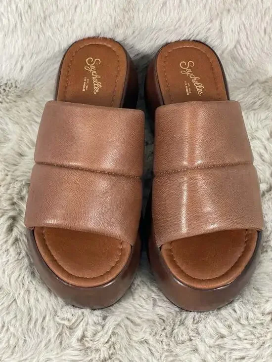 Seychelles Womens Sorry 'Bout It Leather Platform Sandals Brown Sz 8 - Picture 3 of 6